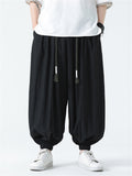 Men's Braided Drawstring Cotton Linen Baggy Harem Pants