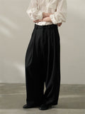 Women's Casual Simple Black Grey Mid-Rise Suit Pants