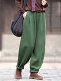 Women's Warm Thickened Cotton Linen Pants for Winter