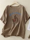 Women's Carrot Lover Bunny Printed Linen Shirts