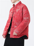 Casual Dragon Embroidered Padded Outerwear for Male