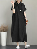 Loose Short Sleeve Women's Temperament Casual Pocket Dresses