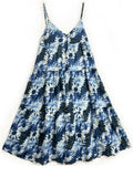 Women's French Style Daisy Print Blue Midi Dress