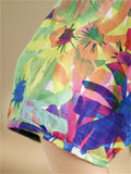 Summer Bright Daisy Print Drawstring Hem V-Neck Shirt for Female