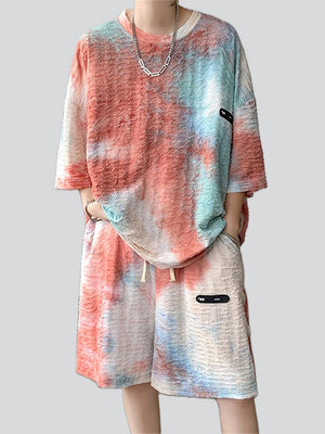 Tie-Dye Casual T-shirt Shorts Men's Sweat Suit