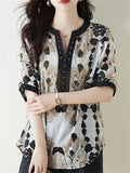 Classy Printed Beads Decoration Summer Shirts for Women