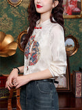 Female Asymmetric Semicircle Loong Embroidered Jacquard Shirts