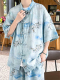 Mountain Flower Print Men's Chinese Style Comfort Outfits