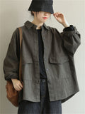 Women's Simple Daily Lapel Single-Breasted Chore Jacket