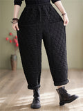 Women's Elastic Waist Comfy Warm Cotton Pants for Winter