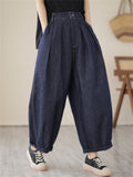 Women's Casual Blue Oversized Straight-Leg Jeans