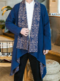 Men's Ethnic Style Print Reversible Irregular Hem Jacket