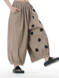 Large Size Polka Dot Print Wide Leg Pants for Women