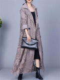 Women's Spring Luxury Lace Embroidery Bouble-Breasted Long Coat