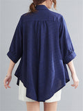 Natural Linen Solid Color Cozy Loose Shirt for Women