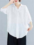 Holiday Cozy V Neck Half Sleeve Loose Shirt for Women