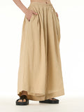 Female Loose-fitting Solid Color Elastic Waist Pants