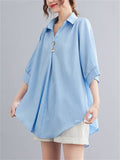 Holiday Cozy V Neck Half Sleeve Loose Shirt for Women