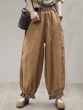 Leisure Autumn Pleated Linen Harem Pants for Women