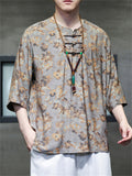 Chinese Style Men's Loose Ice Silk Printed Shirts