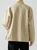 Solid Color Stand Collar Buttoned Jackets for Men