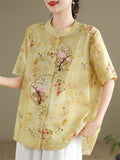 Women's Chinese Style Embroidery Summer Stand Collar Shirt