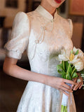 Chinese Style Elegant Engagement Wedding Bridal Qipao Dress