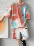 Tie-Dye Casual T-shirt Shorts Men's Sweat Suit