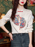 Female Asymmetric Semicircle Loong Embroidered Jacquard Shirts