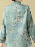 Blooming Flowers Print Women's Chinese Style Lapel Shirts