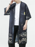 Ancient Style White Crane Moon Pattern Mid-Length Jacket