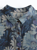 Women's Spring Retro Daisy Print Button Up Shirt