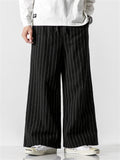 Relaxed Fit Cotton Linen Striped Pants for Men