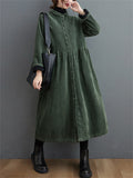 Women's Stylish Corduroy Long Coat for Winter