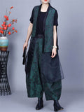 Women's Mesh Patchwork Sleeveless Top Elastic Waist Pants Set