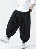 Men's Braided Drawstring Cotton Linen Baggy Harem Pants