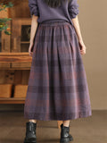 Women's Autumn Vintage Cozy Fleece Plaid Skirt