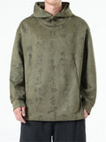 Men's Oracle Bone Script Faux Suede Hoodies