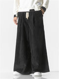 Loose Fit Drawstring Thick Corduroy Pants for Male