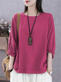 Women's Simple Oversized Crew Neck Batwing Sleeve Shirt