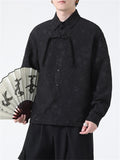 Spring Lapel Tassel Button Jacquard Shirt for Men