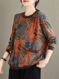 All-match Casual Leaf Letter Print Bottoming Shirt for Women