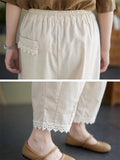 Women's Lace Patchwork Loose Cozy Linen Pants