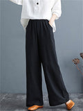 Summer Linen Blend High Rise Straight-Leg Pants for Women