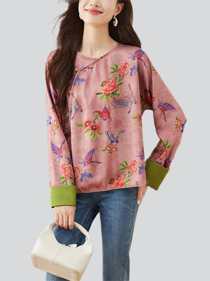 Ladies Floral Butterfly Printed Round Neck Shirts