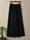 Plain Cozy Zen Linen Wide Leg Pants for Women