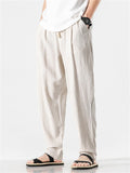 Men's Comfort Elastic Waist Regular Fit Linen Pants