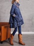 Women's Cozy Warm Embroidery Layered Denim Jackets