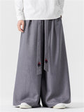 Men's Ultra Loose Wide Leg Pants with Flame Pattern Strap