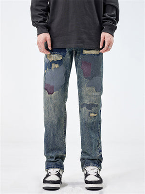 Ripped Patched Vintage Popular Jeans for Men